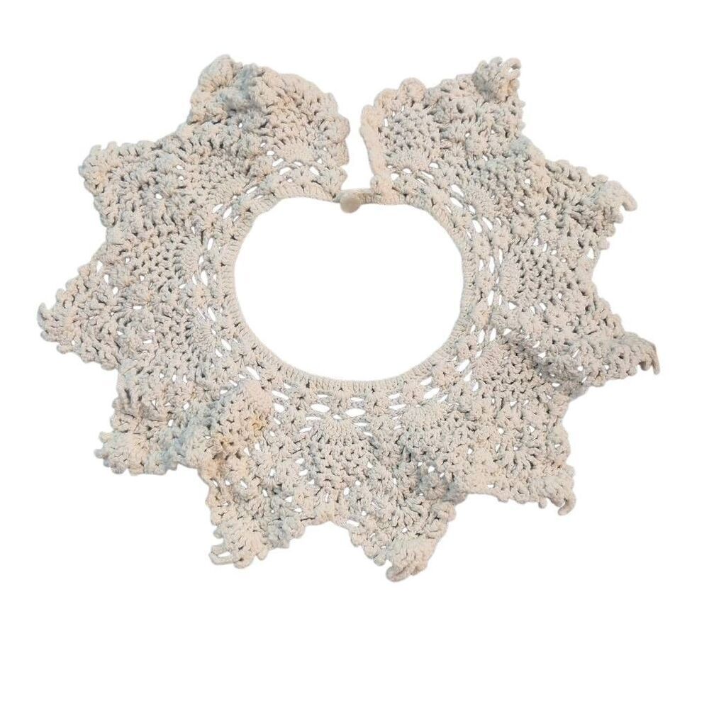 Crochet, Child's or small adult Vintage White Cotton Crocheted Collar, 14"  Neck
